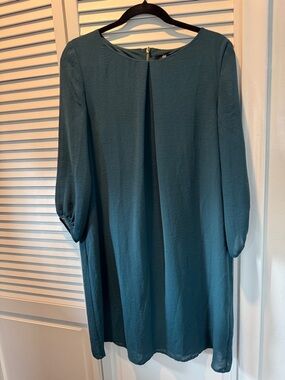H&M Teal Green-Blue Long Sleeve Shift Dress